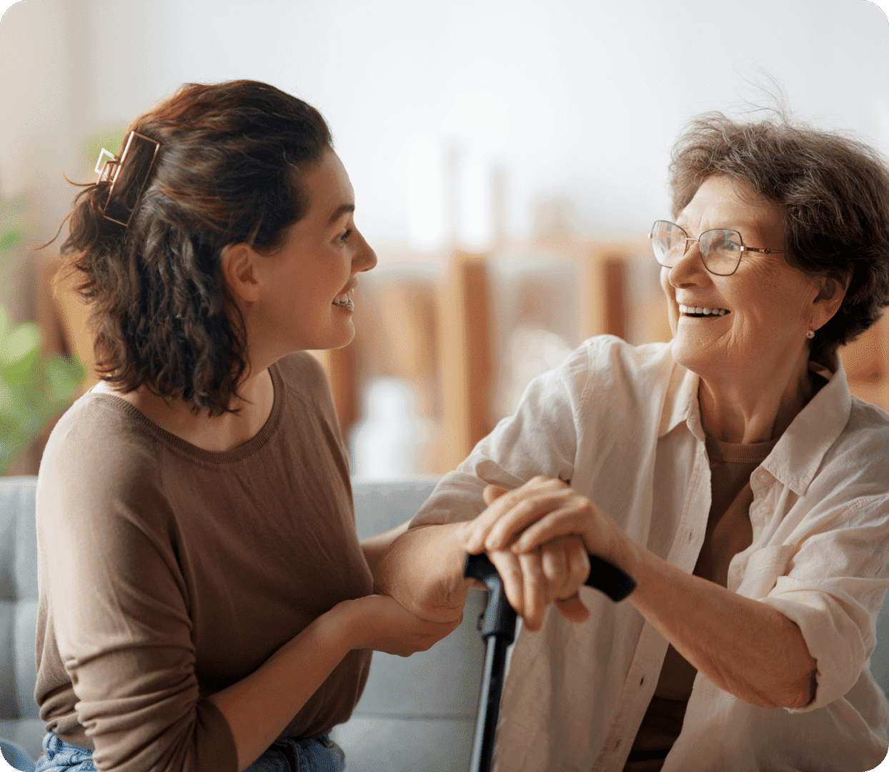 Happy moment between two women